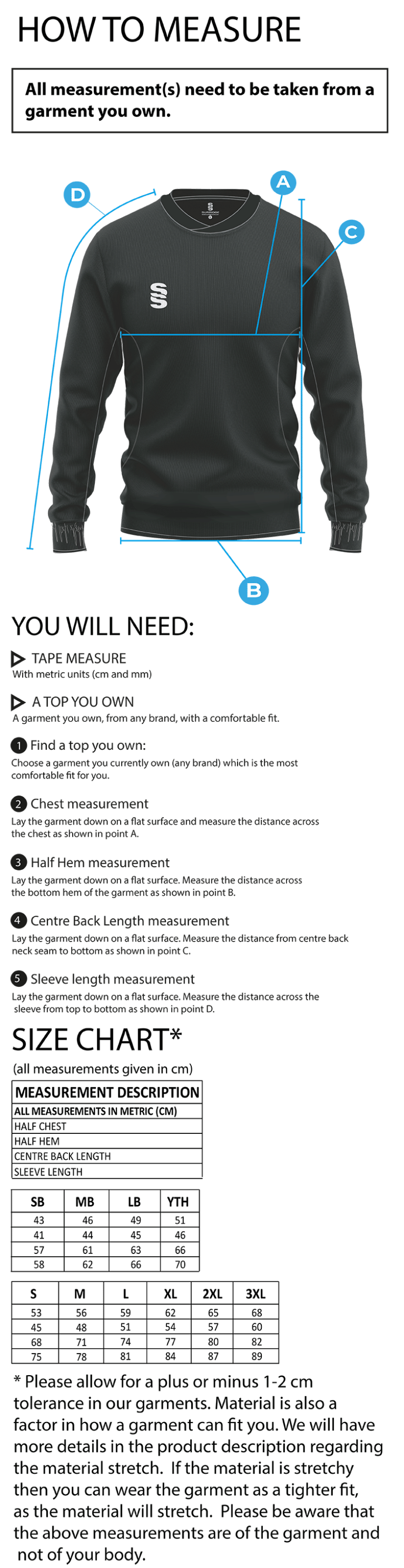 Madrefs - Run Out Top - Size Guide