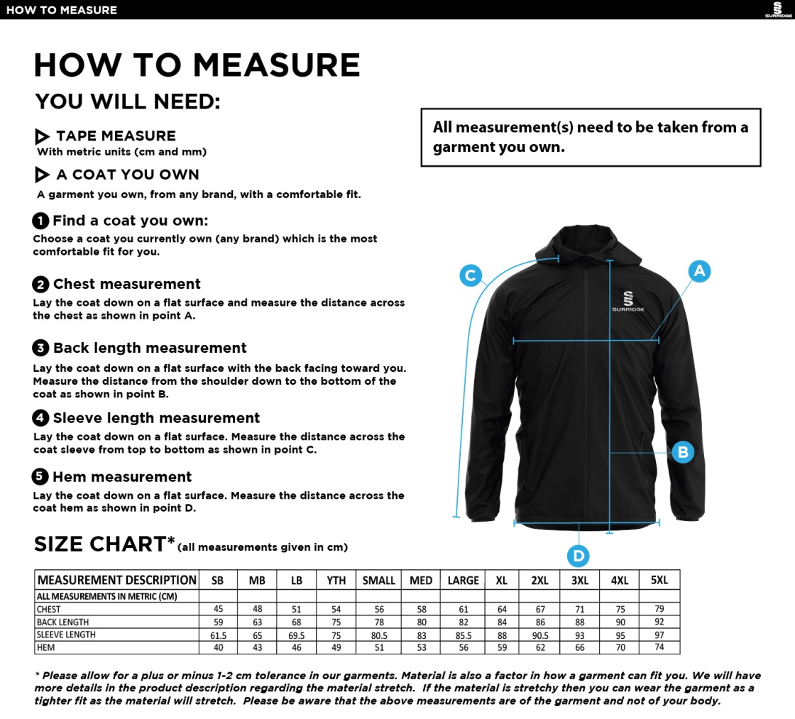 Madrefs - Dual Full Zip Training Jacket - Size Guide