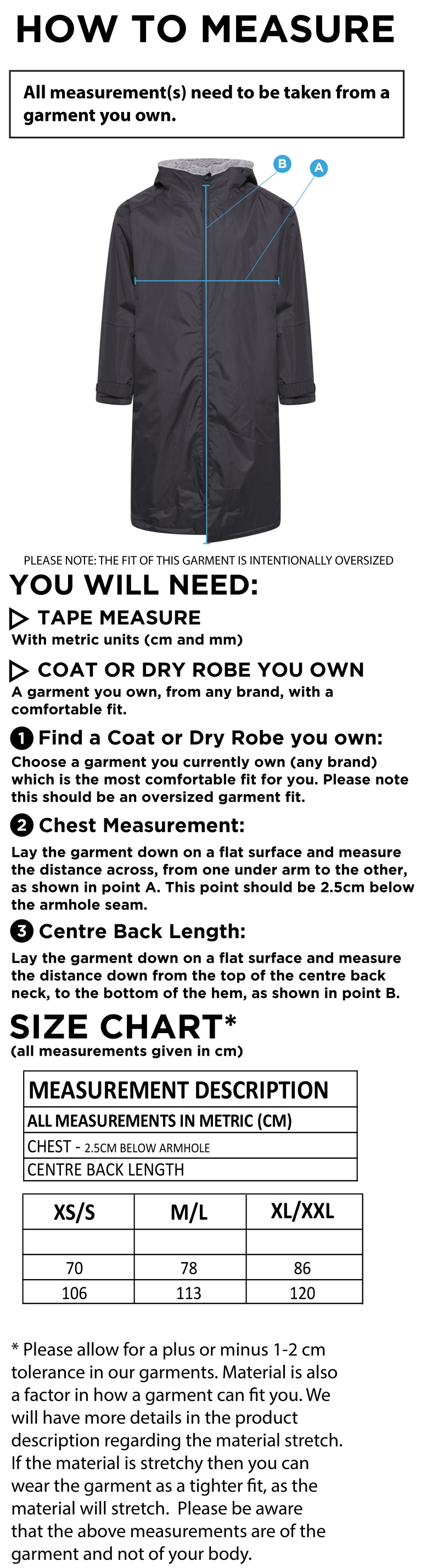 Madrefs - Active Thermal Fleece Robe - Size Guide