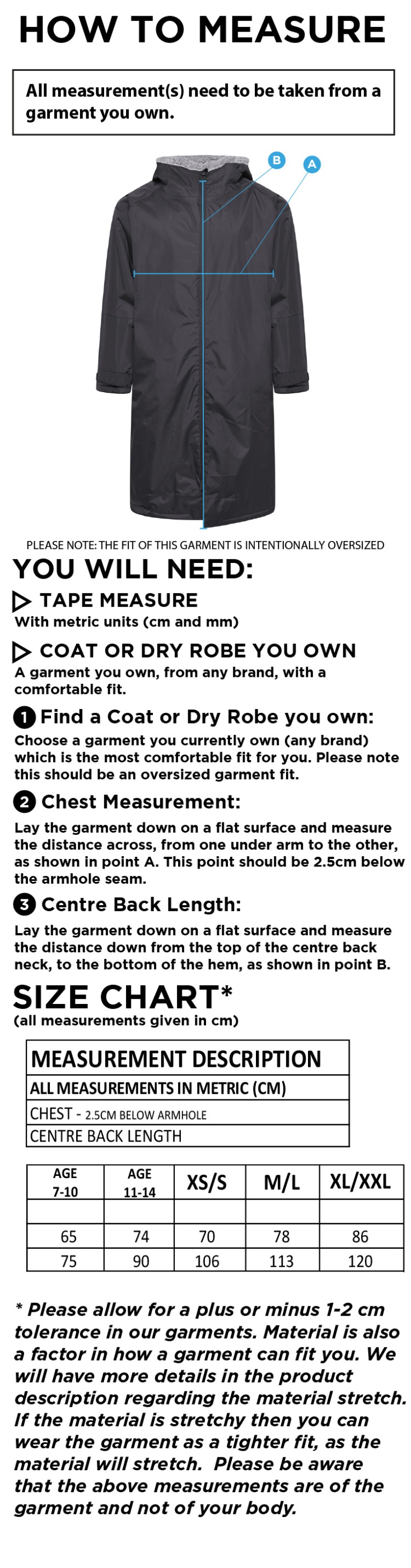 Madrefs - Active Thermal Fleece Robe - Size Guide