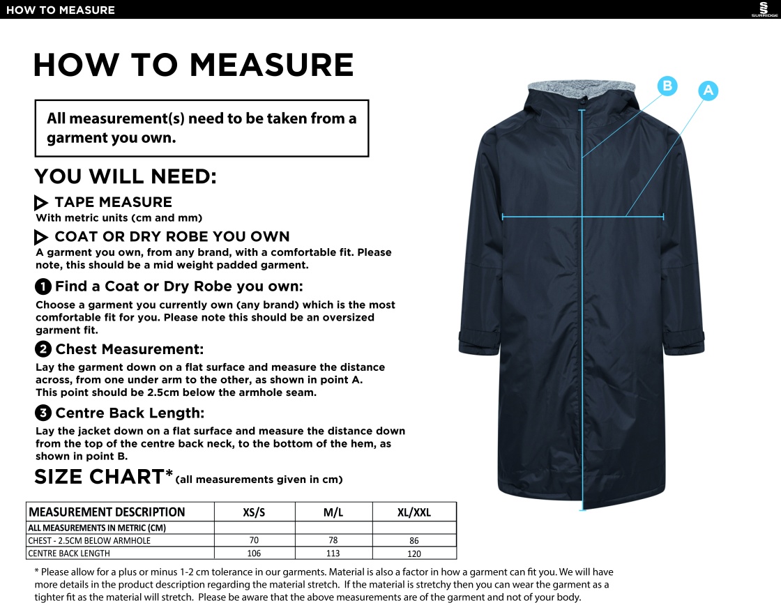 Madrefs - Active Thermal Fleece Robe - Size Guide