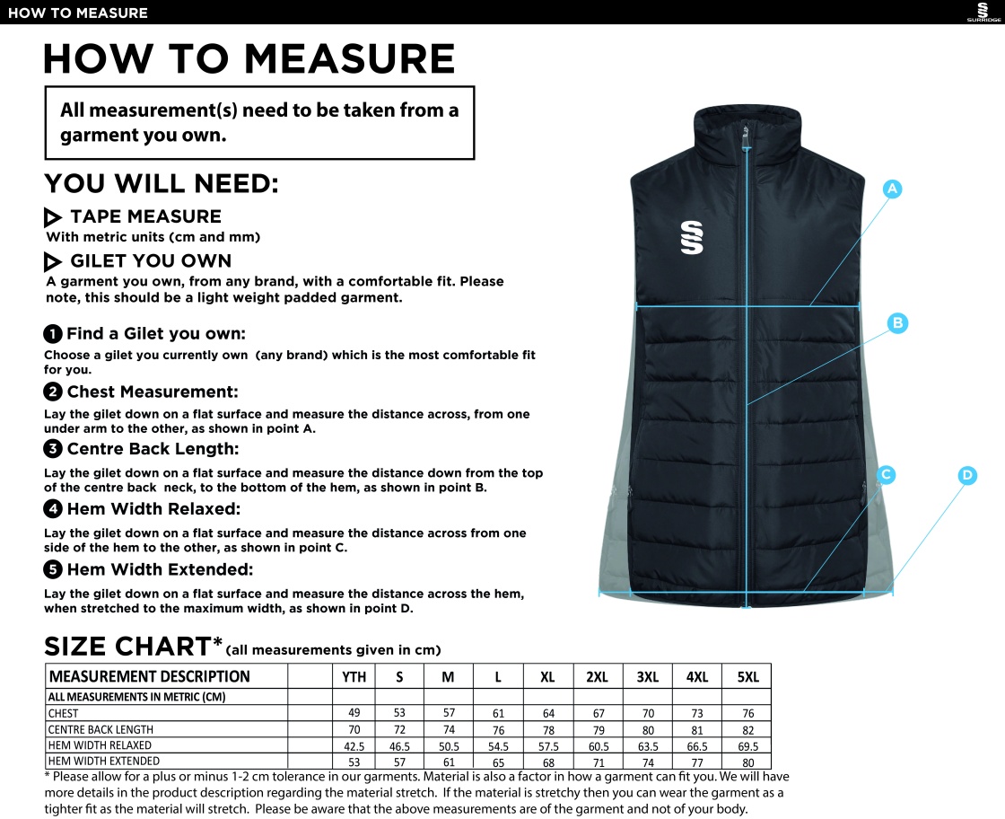 Madrefs - Active Gilet - Size Guide