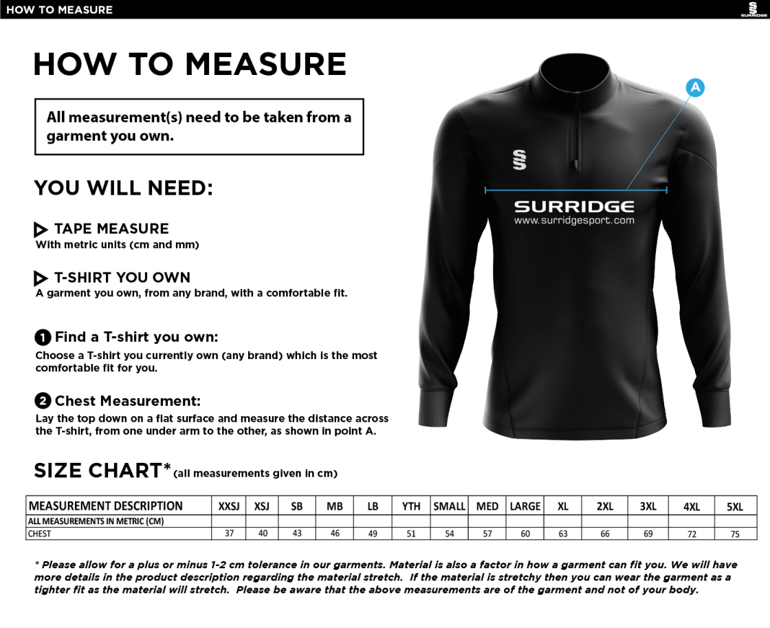 Madrefs - 1/4 Zip Dual Performance Top - Size Guide