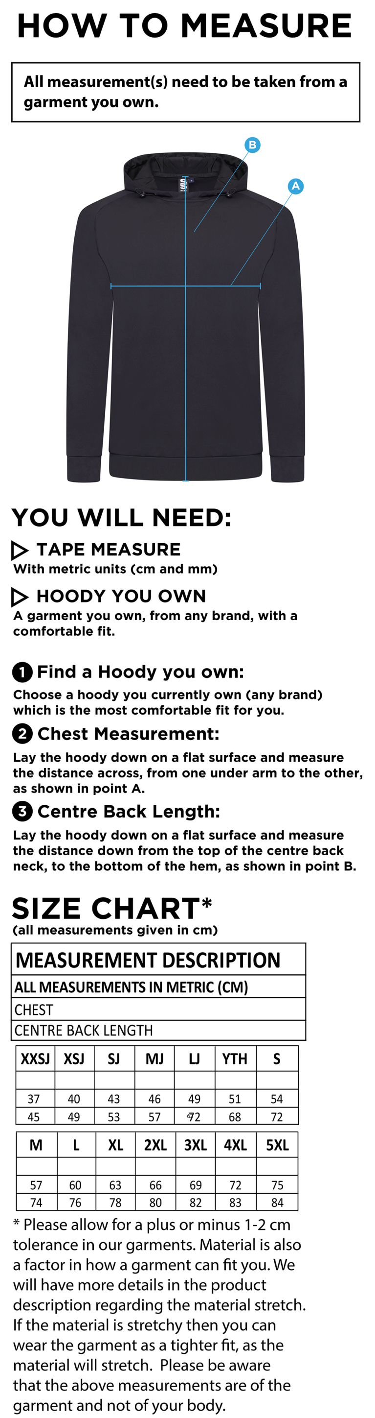 Madrefs - Active Hoody - Size Guide