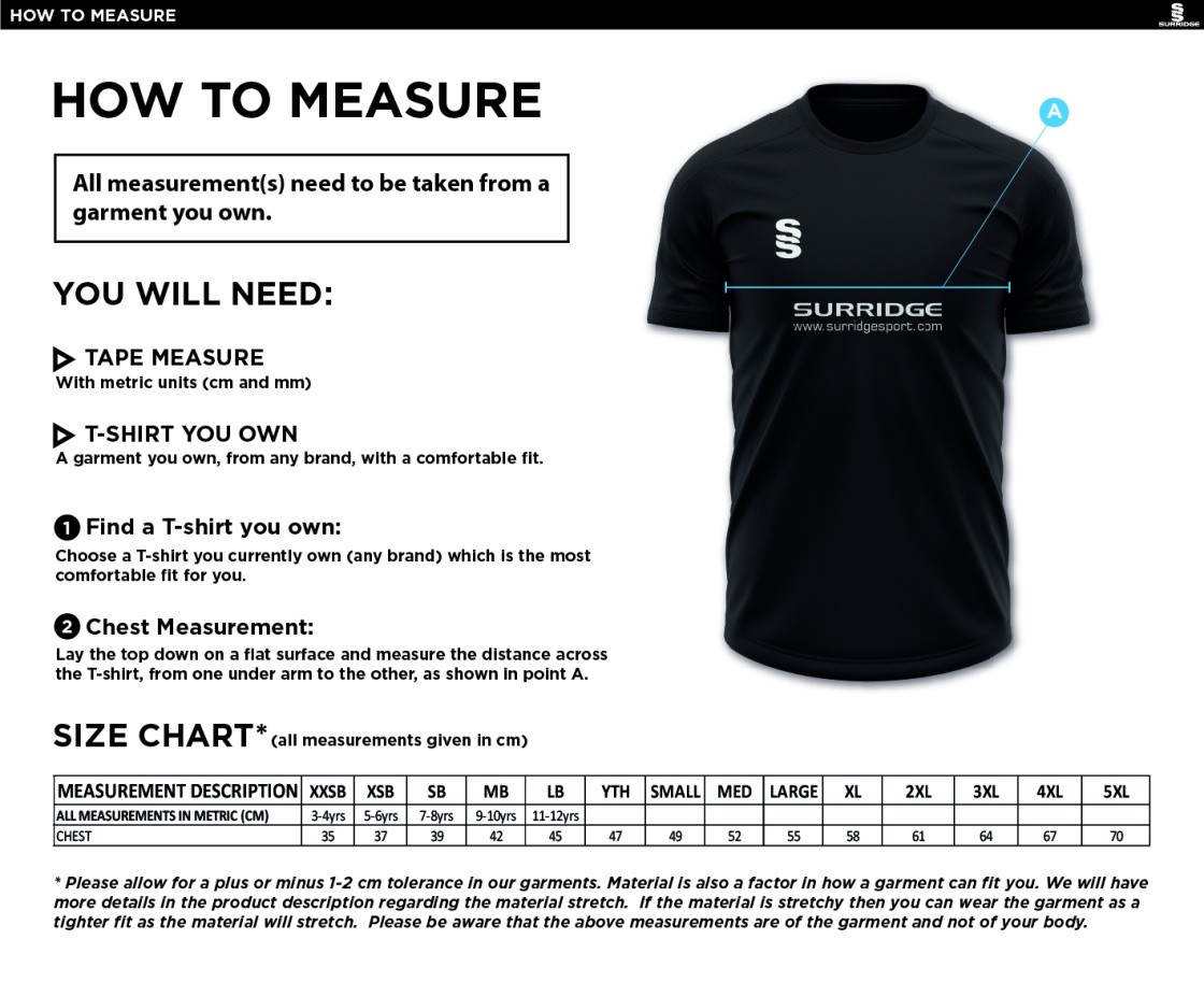Madrefs - Dual Gym T-shirt - Size Guide