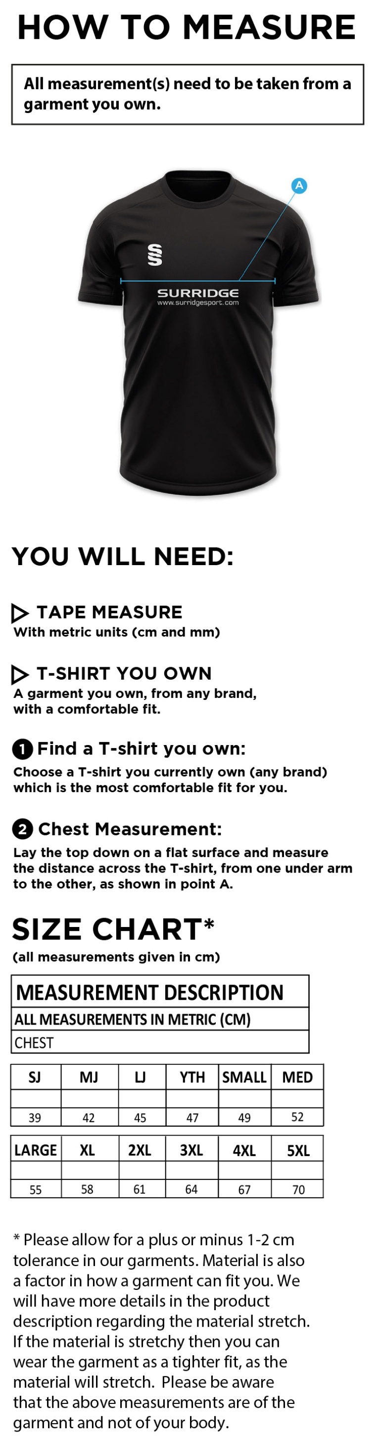 Madrefs - Impact T-Shirt - Size Guide
