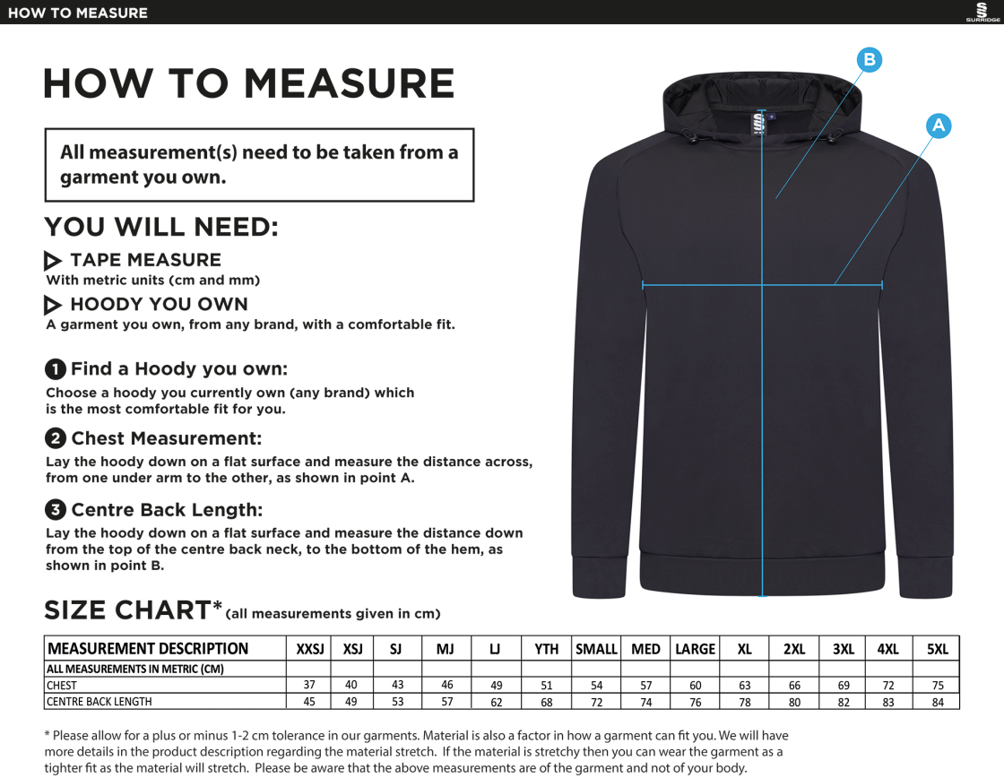 Madrefs - Active Hoody - Size Guide