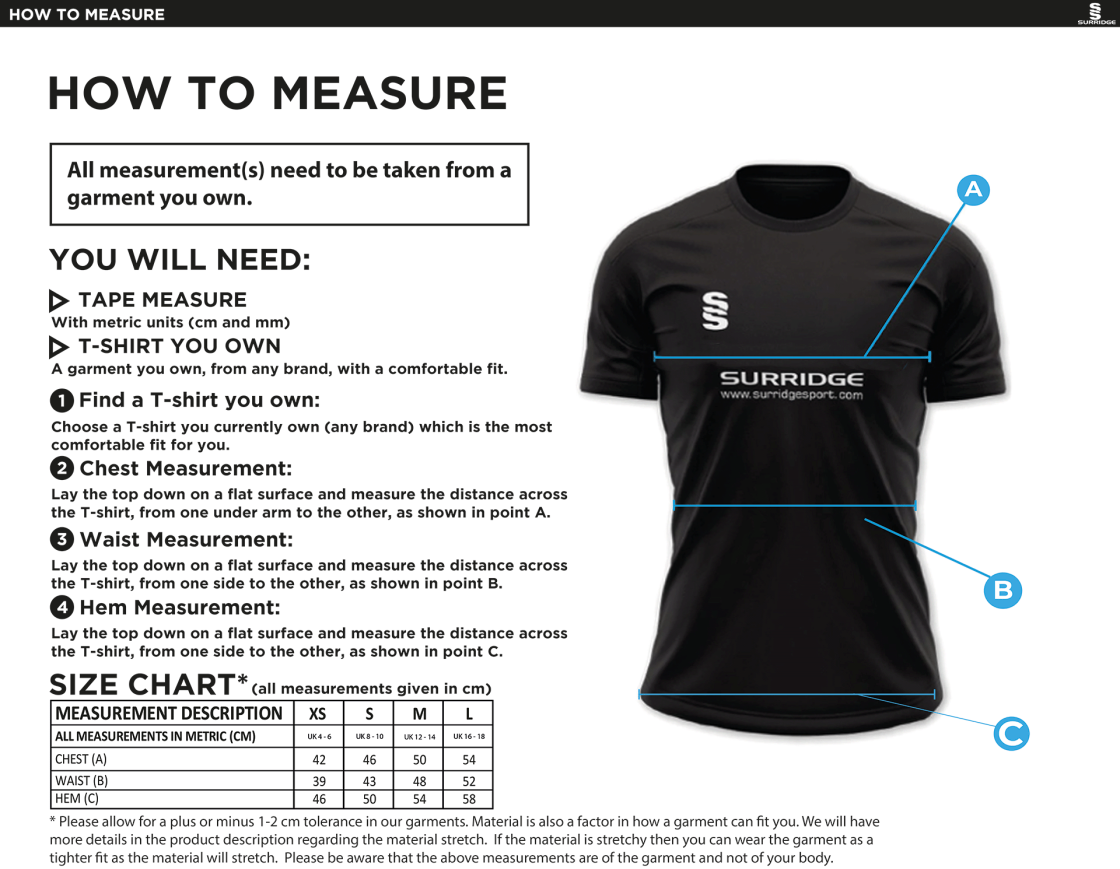 Madrefs - Dual Solid Colour Polo Shirt - Women's Fit - Size Guide