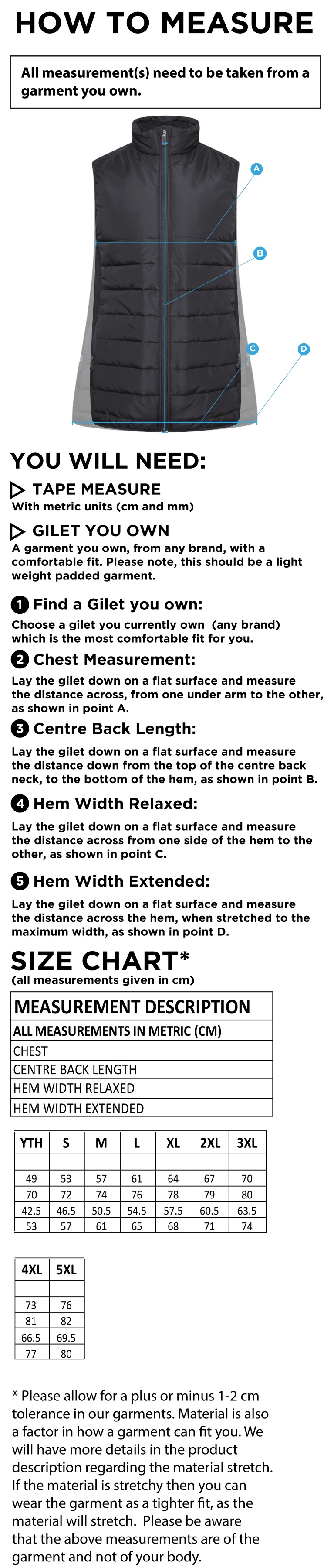 Madrefs - Active Gilet - Size Guide