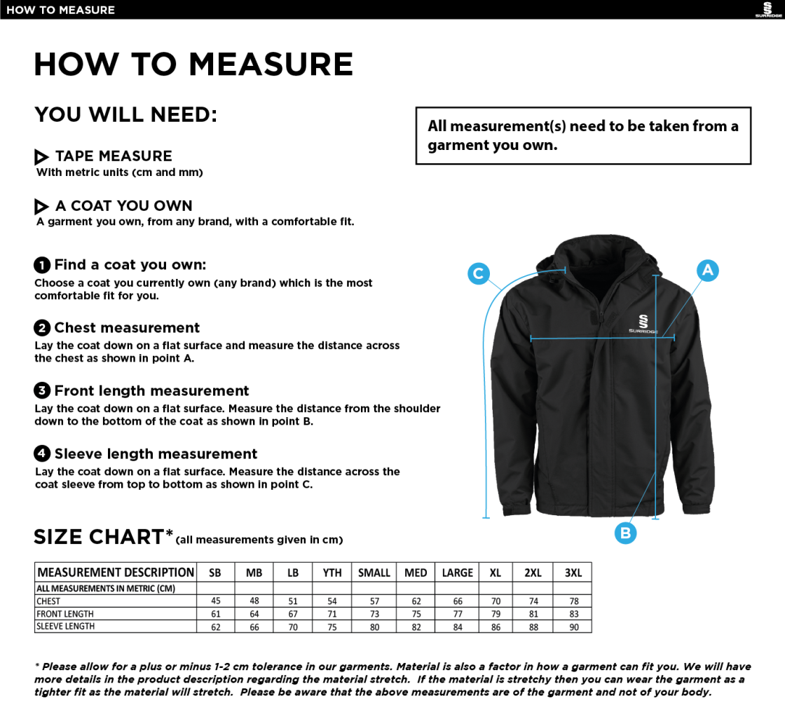 Madrefs - Dual Fleece Lined Jacket - Size Guide