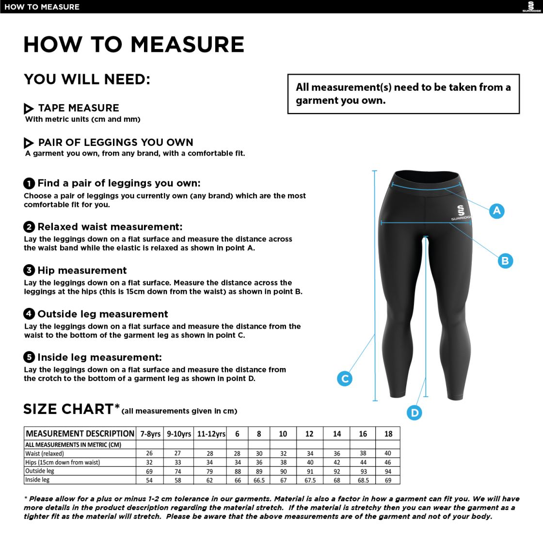 Madrefs - Performance Full Length Leggings - Women's Fit - Size Guide