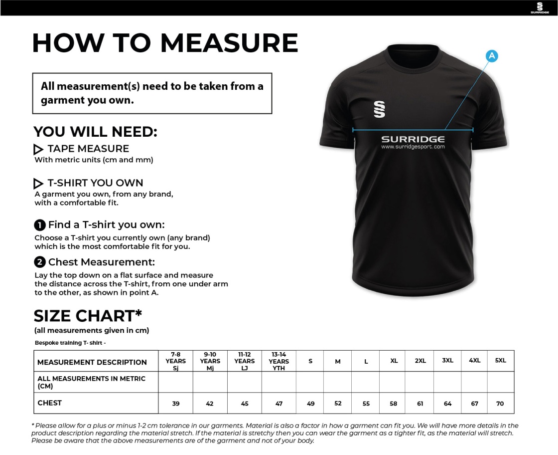 Madrefs - Impact T-Shirt - Size Guide