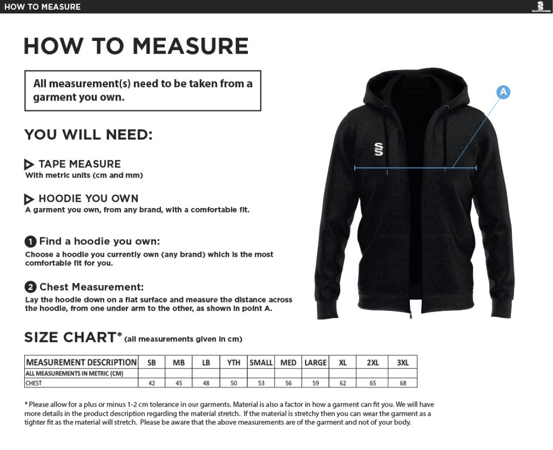 Madrefs - Dual Full Zip Hoody - Size Guide