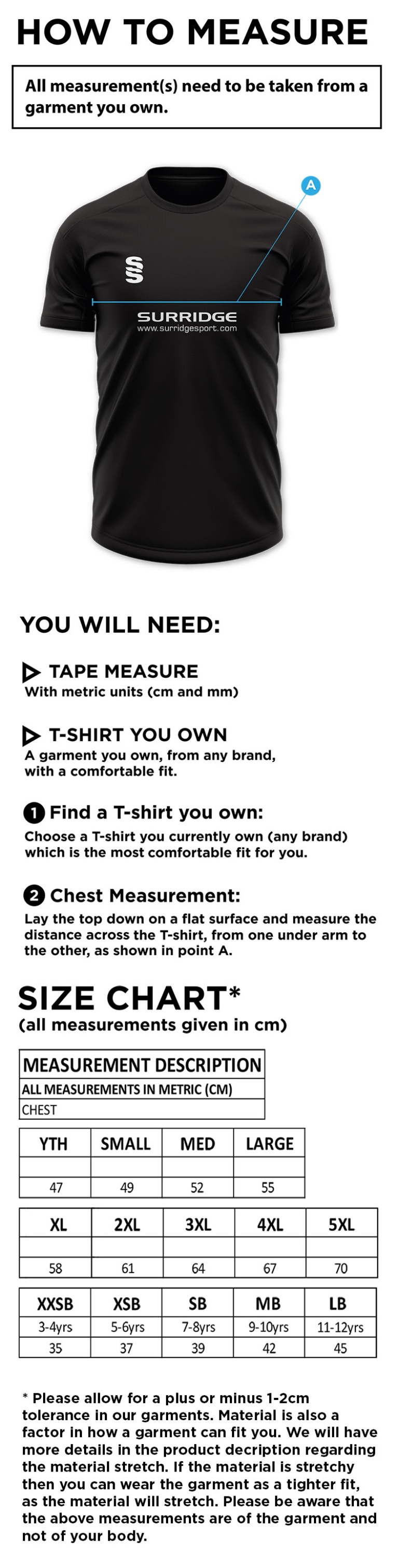 Madrefs - Dual Solid Colour Polo - Size Guide